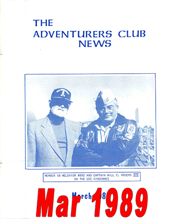 March 1989 Adventurers Club News Cover